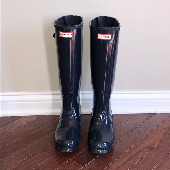 Hunter Shoes - Hunter Tall Gloss Adjustable Navy Boots